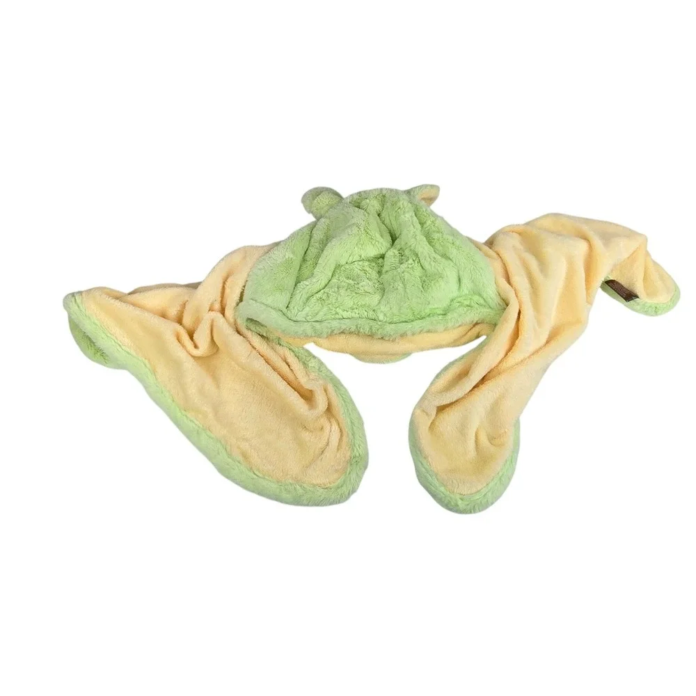 Blankets & Beyond Hooded Hood Bear Ear Baby Blanket Yellow Green Plush Faux Fur